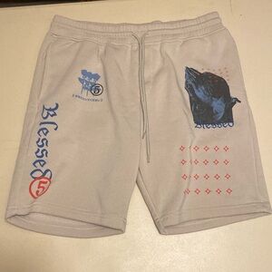 Brooklyn Cloth Gray Athletic Shorts with Graphic Designs